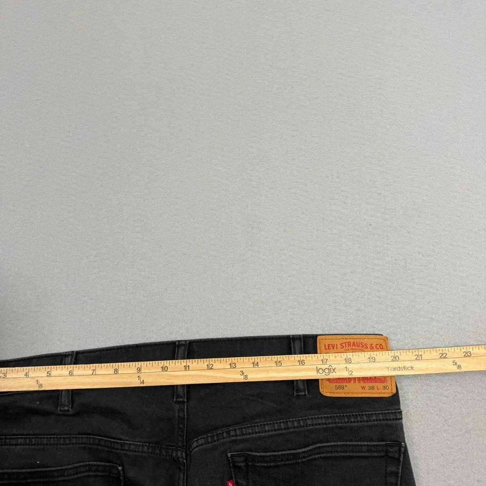 Levis Jeans Mens 38x30 Black 569 Loose Straight Stretch Denim Pants Western